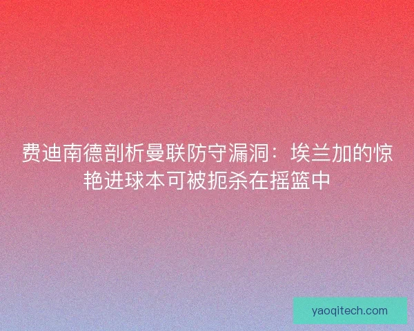 费迪南德剖析曼联防守漏洞：埃兰加的惊艳进球本可被扼杀在摇篮中